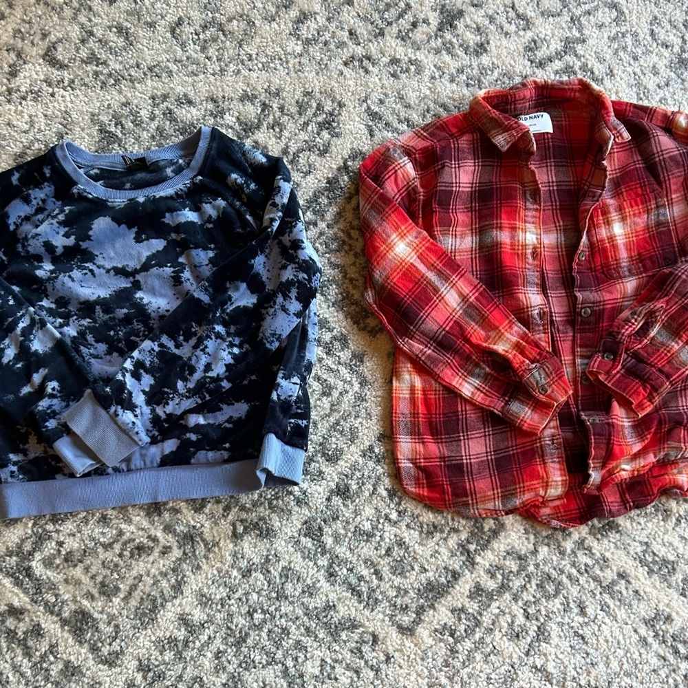 art class Red Plaid and Blue Tie-Dye Kids Set